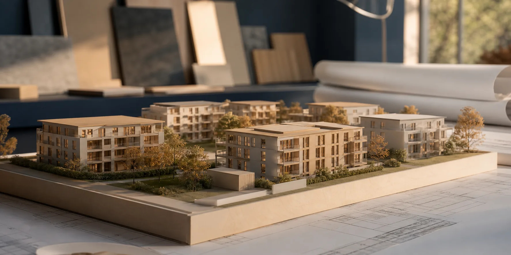 Maquette architecturale illustrative de projets résidentiels en préparation